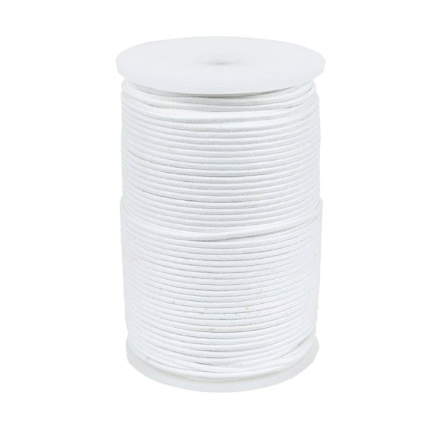 100m Bomuldssnor vokset, Hvid 2mm